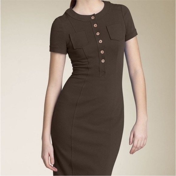Diane Von Furstenburg Brown Stretch Quincy Dress Size 2 - Picture 3 of 10
